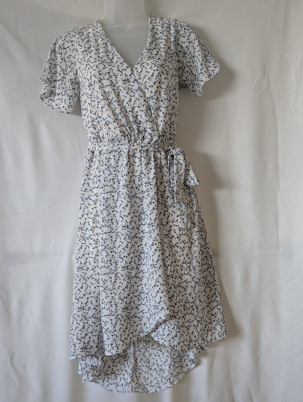 Sienna Sky Blue Floral Wrap Dress XS